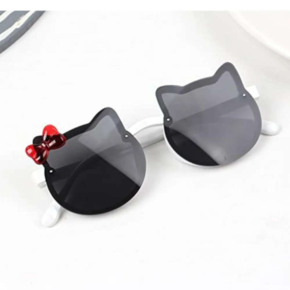 Hello Kitty Cat-Ear Sunglasses with Red Bow And Hard Shell Zipper Carrying Case